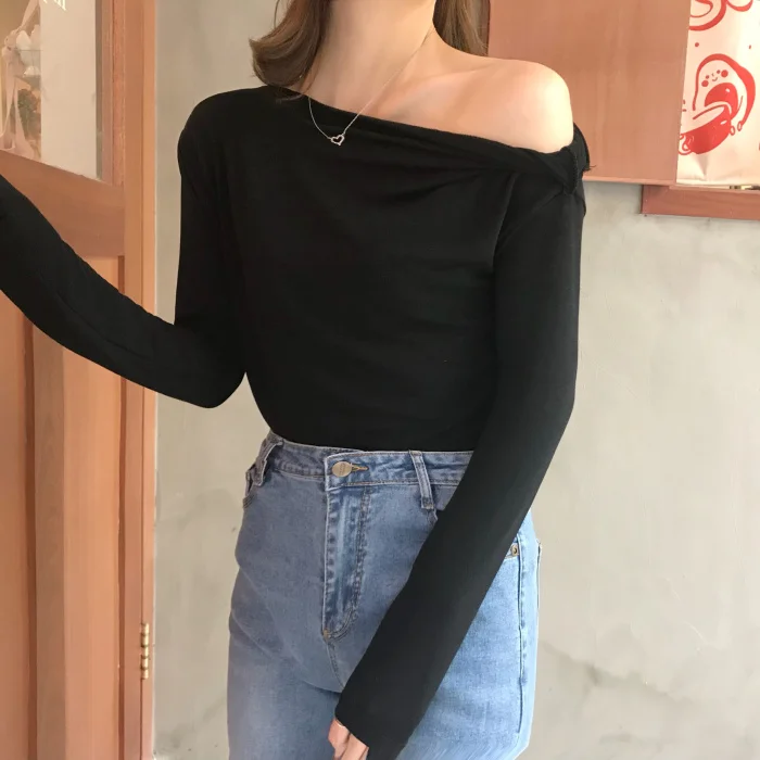Skew Collar Moda Feminina T Shirts Spring Fall Brand Women Tshirt Slim Long Sleeve Basic Tops Camisetas Mujer Off Shoulder Tees 
Skew Collar Moda Feminina T Shirts Spring Fall Brand Women Tshirt Slim Long Sleeve Basic Tops Camisetas Mujer Off Shoulder Tees