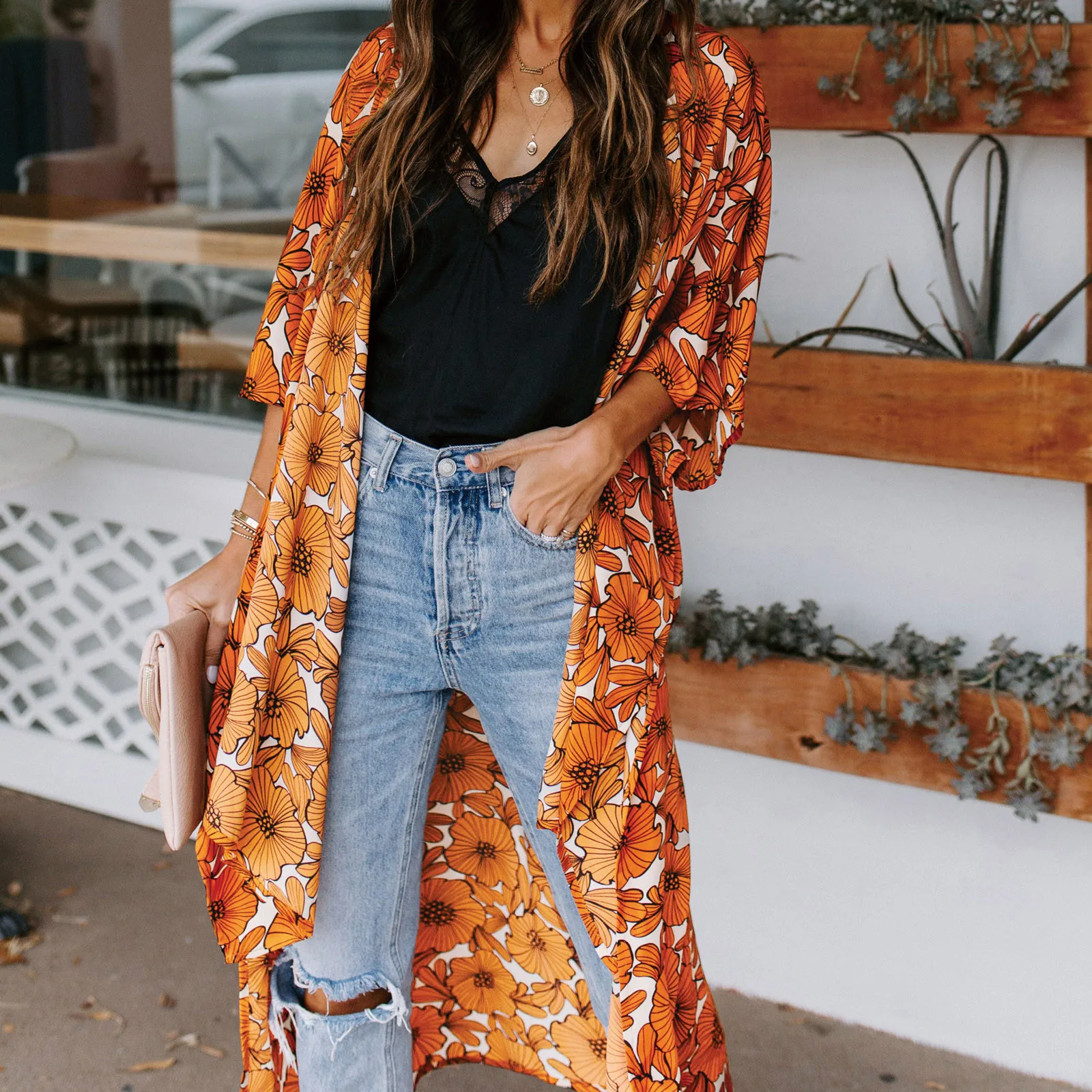 Big Flower Printing Women Cardigan Coat Casual Shirt Half Sleeve Long Tops Mid-Length Blouse Summer Beach Cover Up Femininas #29
Big Flower Printing Women Cardigan Coat Casual Shirt Half Sleeve Long Tops Mid-Length Blouse Summer Beach Cover Up Femininas #29