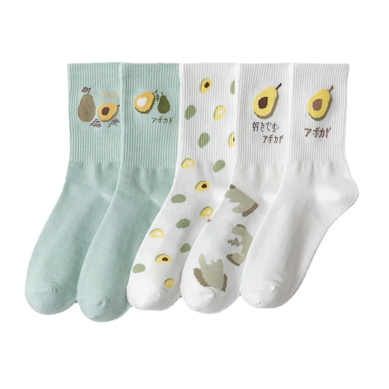 5 pairs White Middle Tube Socks 2021 New Arrival Avocado Print Korean Style Women's Socks Casual Breathable Sock
5 pairs White Middle Tube Socks 2021 New Arrival Avocado Print Korean Style Women's Socks Casual Breathable Sock
