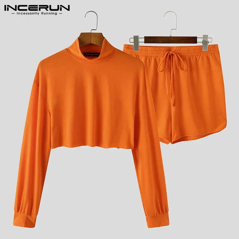 2021 Summer Leisure Solid Color Men Sets INCERUN Fashion Long Sleeve Turtleneck Crop Tops Drawstring Shorts Man Sport Suits 5XL
2021 Summer Leisure Solid Color Men Sets INCERUN Fashion Long Sleeve Turtleneck Crop Tops Drawstring Shorts Man Sport Suits 5XL