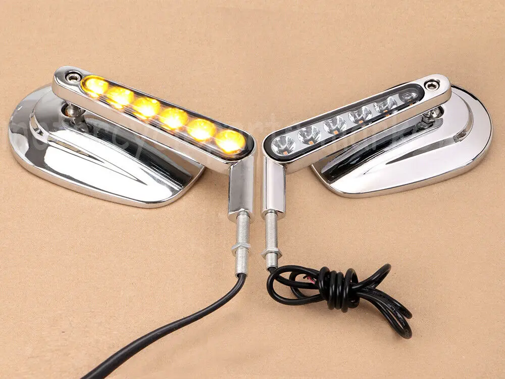 Хром мотоцикл зеркало мышцы LED поворотники светильник Moto сзади боковые зеркала