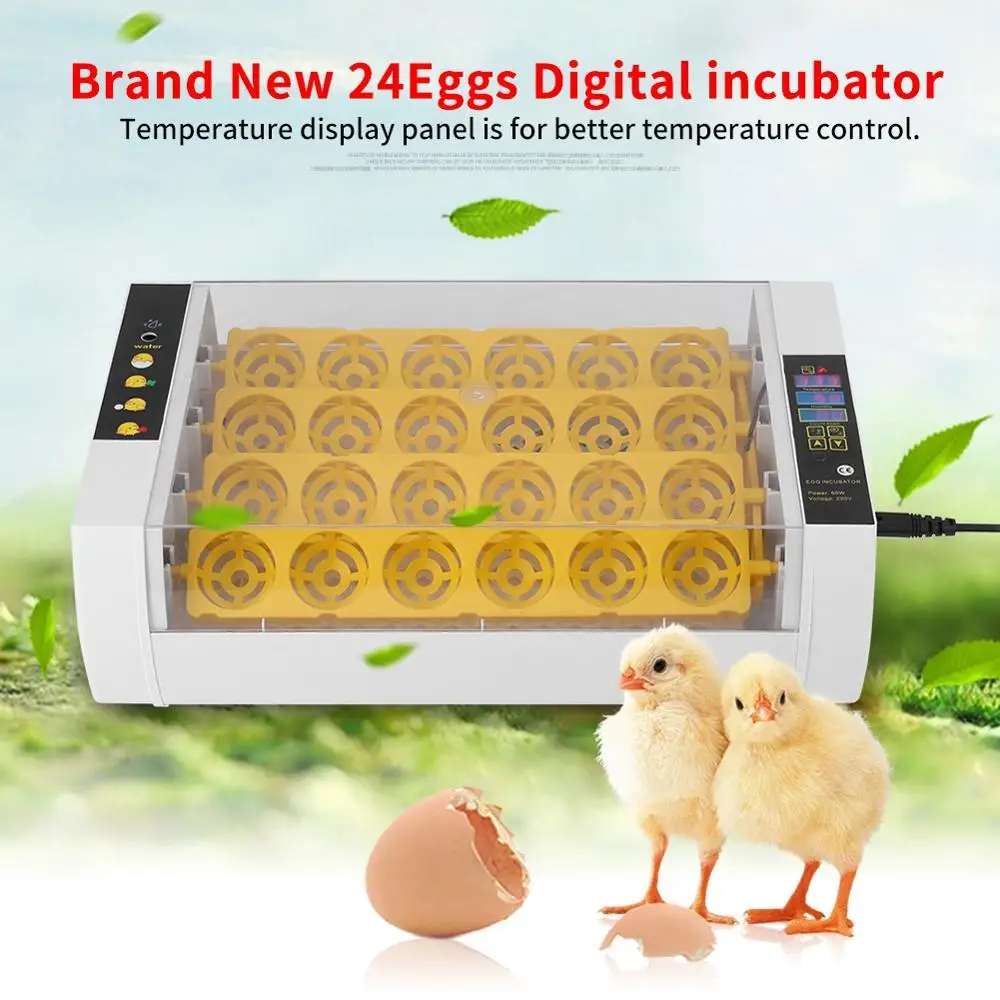 Инкубатор для куриных яиц 24 яйца контроль температуры цифровой автоматический