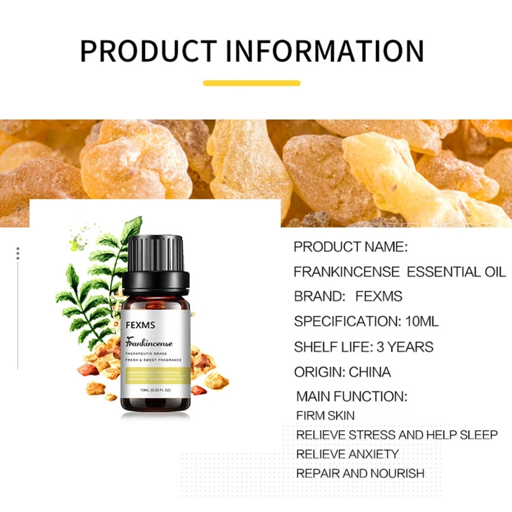 10ML Frankincense Essential Oil Fragrance Massage Tight Skin Pore Oil Help Sleep Humidifier Massage Body Essential Oil 
10ML Frankincense Essential Oil Fragrance Massage Tight Skin Pore Oil Help Sleep Humidifier Massage Body Essential Oil