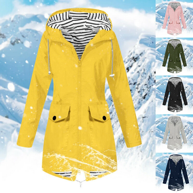 New Autumn Women Solid Trech Outdoor Plus Size Waterproof Long Sleeve Hooded Zipper Pockets Raincoat Windproof Coats Overcoat
New Autumn Women Solid Trech Outdoor Plus Size Waterproof Long Sleeve Hooded Zipper Pockets Raincoat Windproof Coats Overcoat