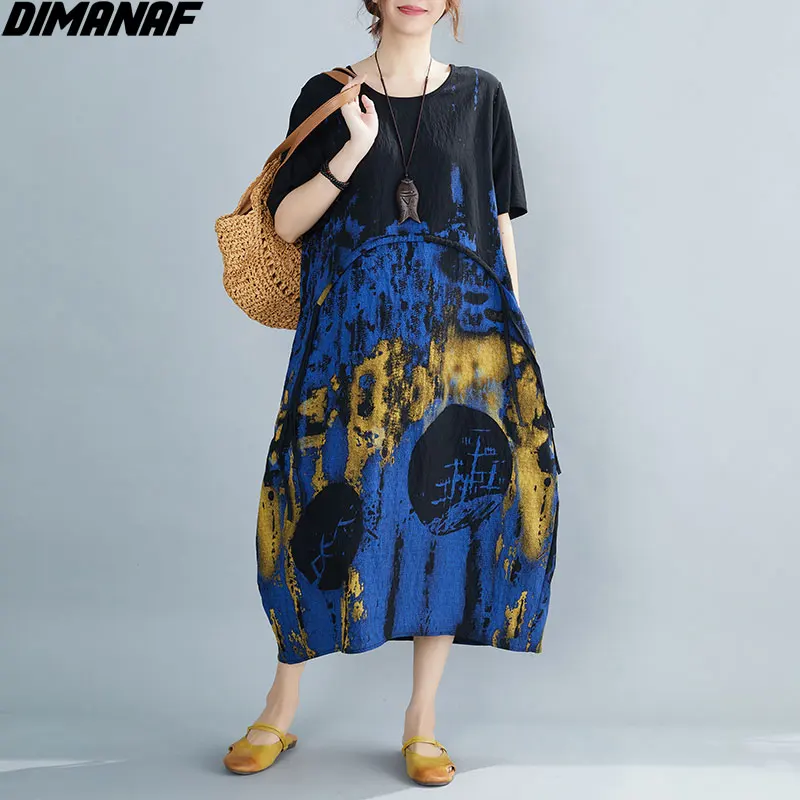 DIMANAF 2021 Oversize Women Dress Patchwork Linen Summer Sundress Dress Loose Short Sleeve Design Pattern Vintage Casual Dress
DIMANAF 2021 Oversize Women Dress Patchwork Linen Summer Sundress Dress Loose Short Sleeve Design Pattern Vintage Casual Dress