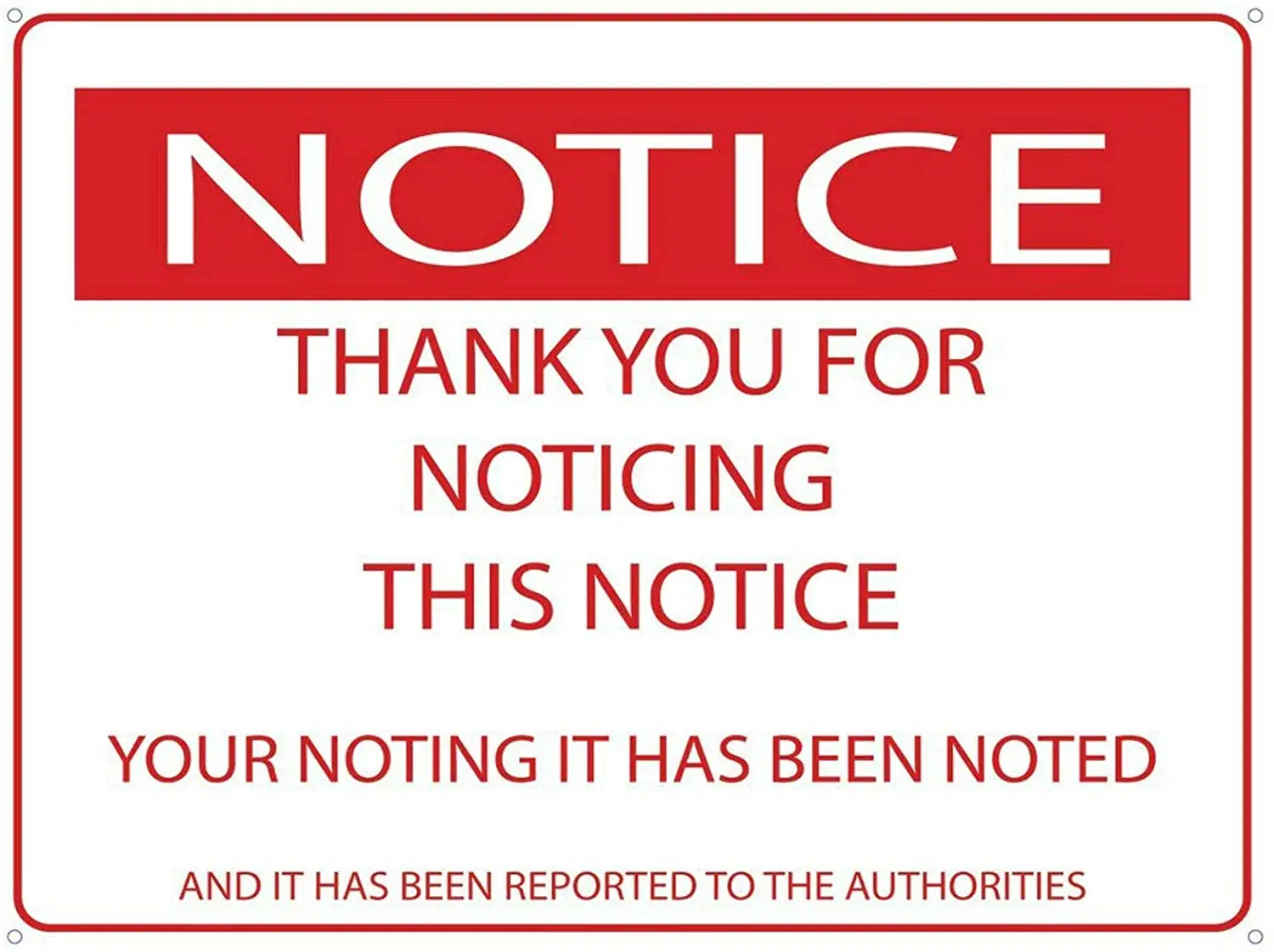 Metal Tin Sign Notice Thank You for Noticing This Notice Pub Outdoor Bar Retro Poster Home Kitchen Restaurant Wal
Metal Tin Sign Notice Thank You for Noticing This Notice Pub Outdoor Bar Retro Poster Home Kitchen Restaurant Wal