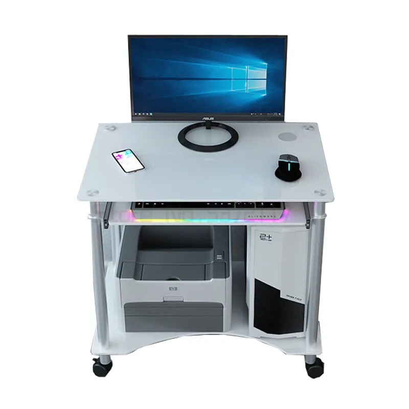 Simple computer desk small household bedroom single tempered glass movable all-in-one table
Simple computer desk small household bedroom single tempered glass movable all-in-one table