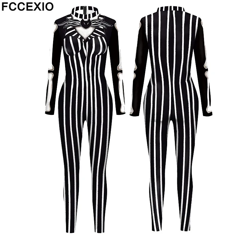 FCCEXIO Halloween Skull 3D Print Sexy Bodysuits Women Plus Size Long Sleeve Cosplay New Party Tight Stripe Skeleton Jumpsuits
FCCEXIO Halloween Skull 3D Print Sexy Bodysuits Women Plus Size Long Sleeve Cosplay New Party Tight Stripe Skeleton Jumpsuits