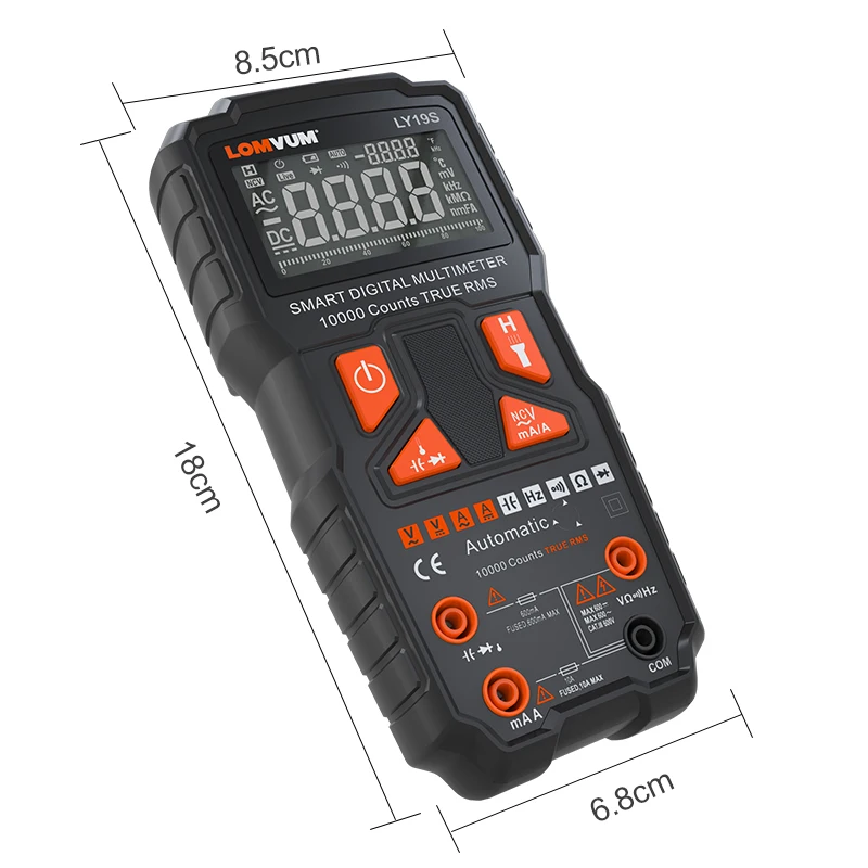 LOMVUM Digital Multimeter 9999 Counts NCV True RMS Tester AC DC Voltage Ammeter Profesional Capacitance Meter Measure
LOMVUM Digital Multimeter 9999 Counts NCV True RMS Tester AC DC Voltage Ammeter Profesional Capacitance Meter Measure