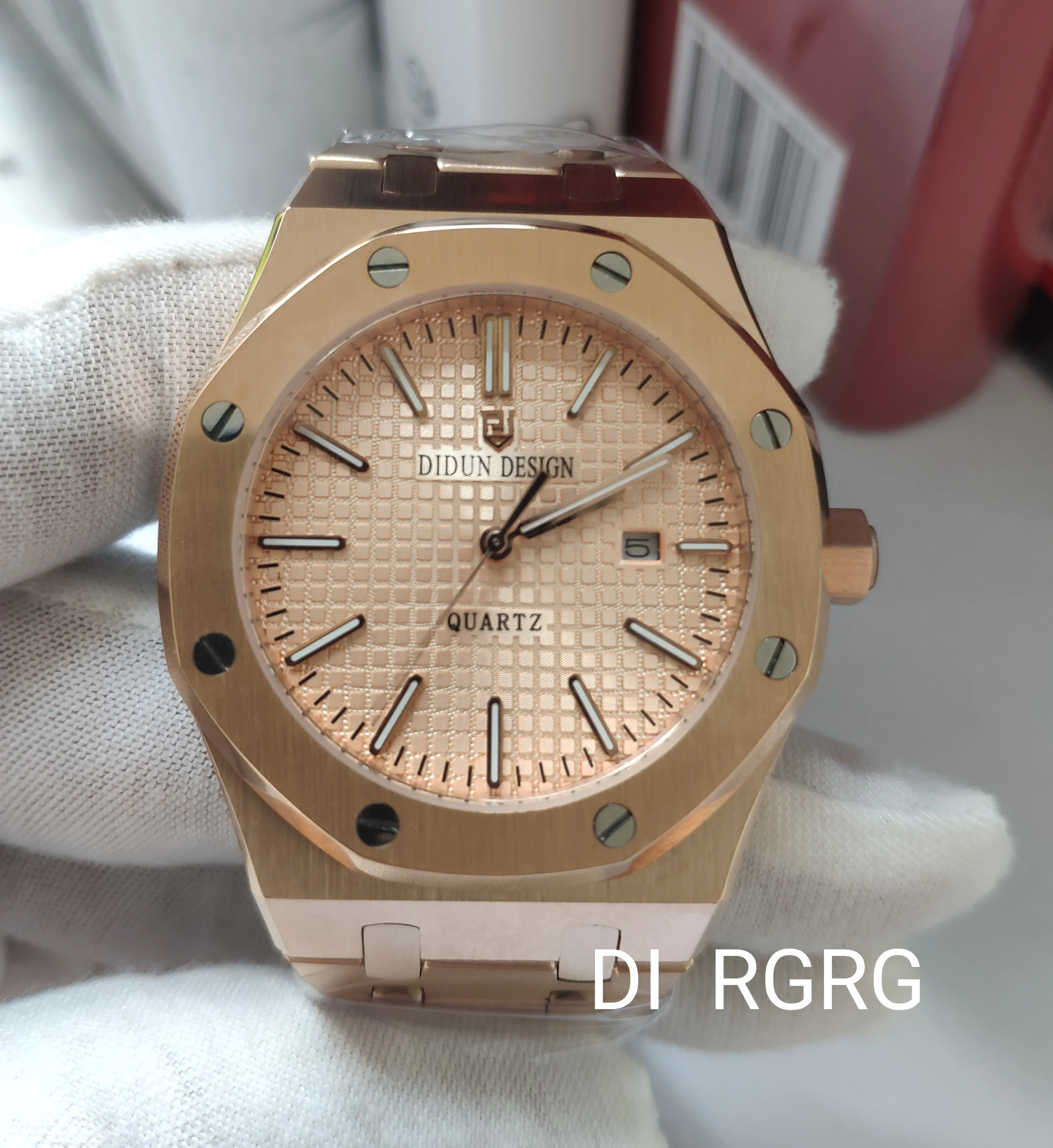 Мужской ремешок для часов didun часы лучший бренд класса люкс кварцевые Rosegold