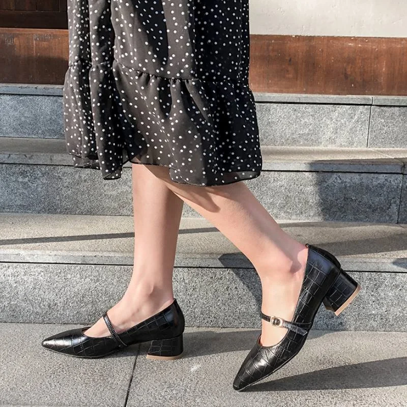 RIZABINA Women Pumps Shoes Fashion Buckle Pointed Toe Genuine Leather Shoes Women Stone Pattern Thick Heels Footwear Size 34-43
RIZABINA Women Pumps Shoes Fashion Buckle Pointed Toe Genuine Leather Shoes Women Stone Pattern Thick Heels Footwear Size 34-43
