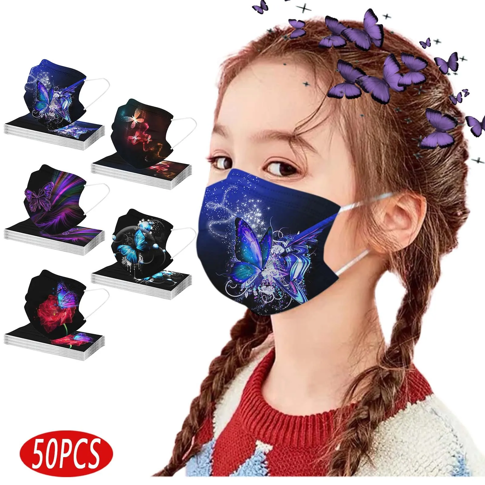 50pcs Children Face Mask Kids Batterfly-prints Mouth Cover 3-layer Disposable Fabric Facial Mask Kids Protective Mouth Cover
50pcs Children Face Mask Kids Batterfly-prints Mouth Cover 3-layer Disposable Fabric Facial Mask Kids Protective Mouth Cover