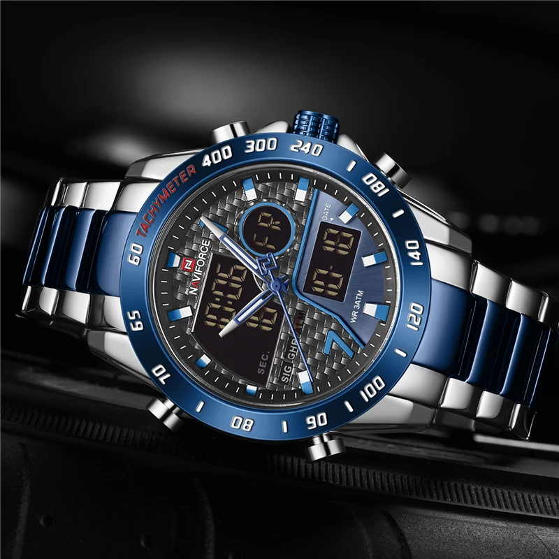 Часы наручные NAVIFORCE мужские спортивные роскошные армейские модные цифровые