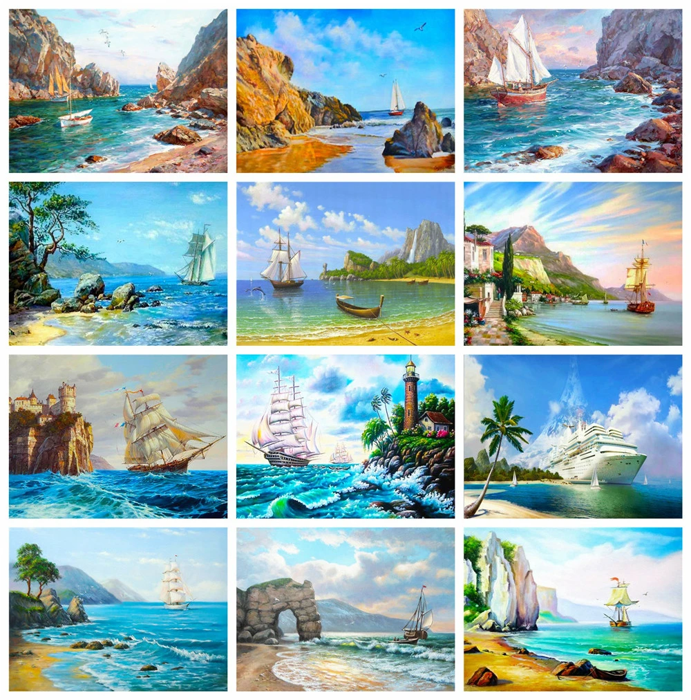 HUACAN 5D Diamond Painting Seaside Full Square Boat Diamond Embroidery Sale Landscape Decor For Home Craft Kit
HUACAN 5D Diamond Painting Seaside Full Square Boat Diamond Embroidery Sale Landscape Decor For Home Craft Kit