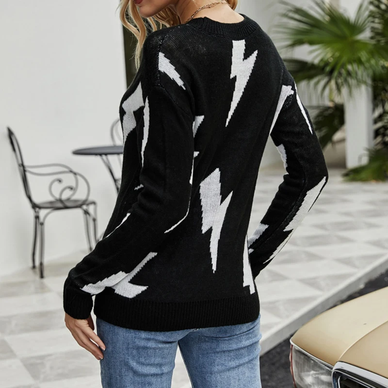 Lightning Pattern Women Knitted Sweater Autumn Winter Loose Temperament Female Pullover Delicate Elegance Elastic O-Neck Tops
Lightning Pattern Women Knitted Sweater Autumn Winter Loose Temperament Female Pullover Delicate Elegance Elastic O-Neck Tops