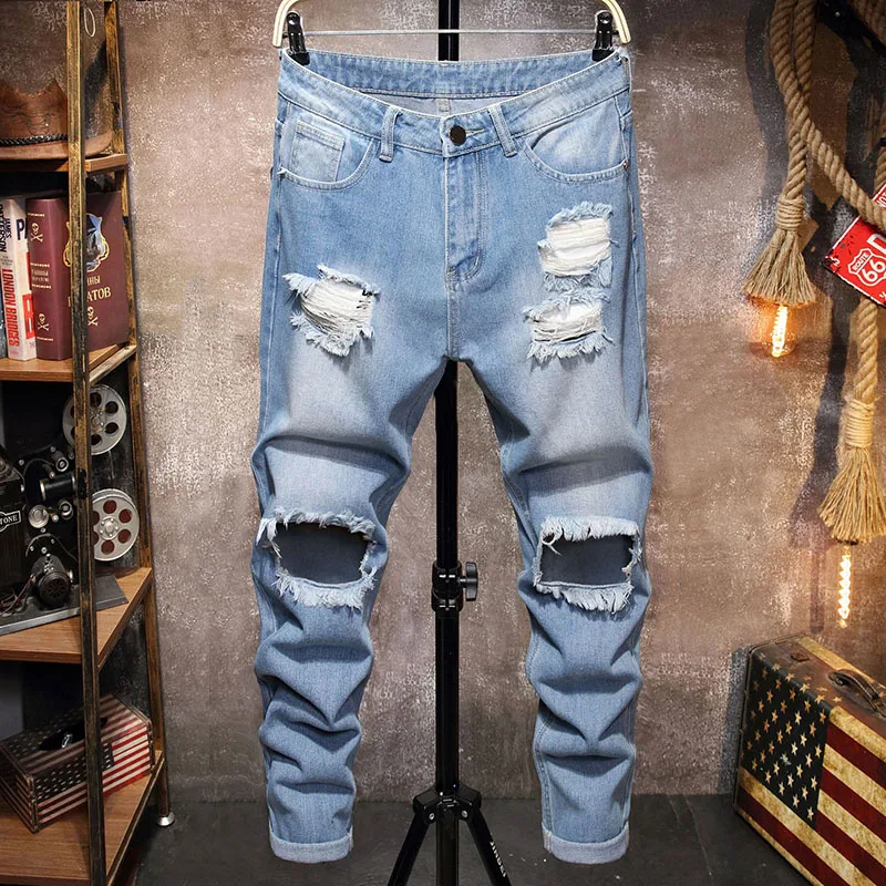 Hip Hop Ripped Jeans Men Hole Loose Korean Style Pants Harajuku Homme Streetwear Straight Denim Trousers Male
Hip Hop Ripped Jeans Men Hole Loose Korean Style Pants Harajuku Homme Streetwear Straight Denim Trousers Male