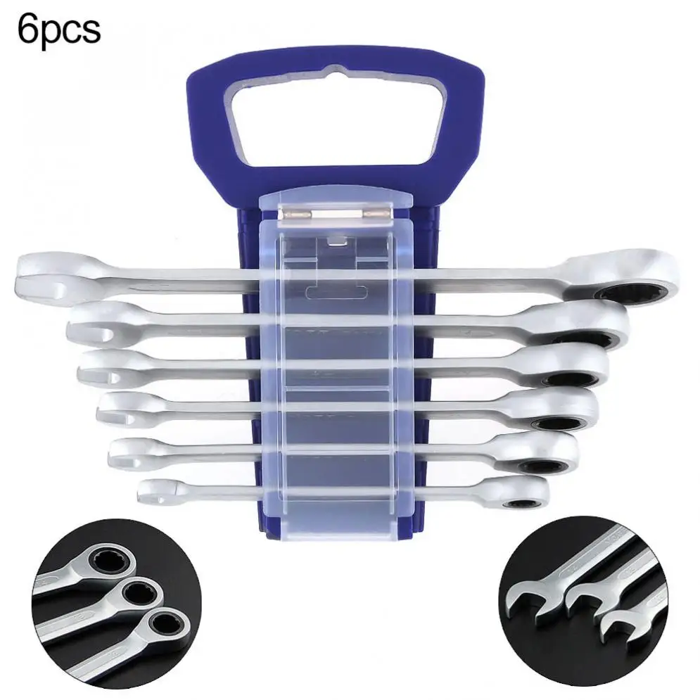 Ratchet wrench 6pcs 8-17mm Professional Wrench Tool Combination Spanner Set Gear Ring Wrench for Installation / Maintenance
Ratchet wrench 6pcs 8-17mm Professional Wrench Tool Combination Spanner Set Gear Ring Wrench for Installation / Maintenance