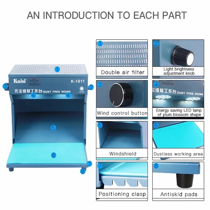 Desktop Dust Free Working Room 295X205mm Working Room Anti Dust Workbench for Phone LCD Refurbish Cleaning Equipment
Desktop Dust Free Working Room 295X205mm Working Room Anti Dust Workbench for Phone LCD Refurbish Cleaning Equipment