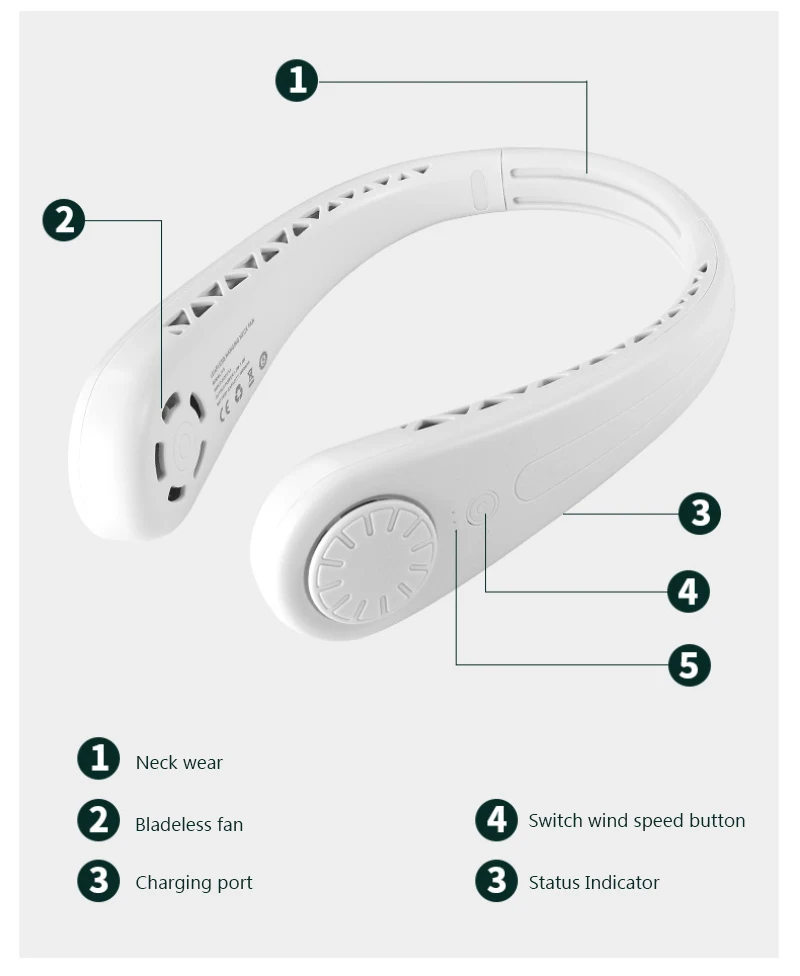 USB Neck Fan Portable Bladeless Fan 1600mAh Rechargeable Handfree Mini Fan Hanging Sports Fans for Home Outdoor Air Cooler
USB Neck Fan Portable Bladeless Fan 1600mAh Rechargeable Handfree Mini Fan Hanging Sports Fans for Home Outdoor Air Cooler