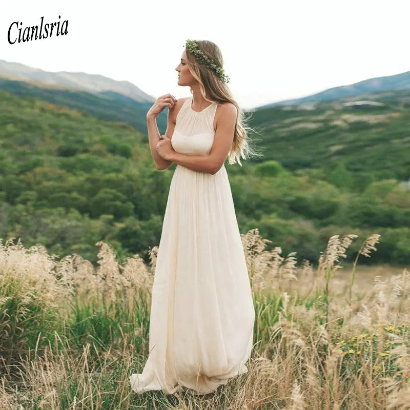 Simple Chiffon Pleat Long Wedding Dress 2020 O-Neck Sleeveless Country Bridal Wedding Dresses Vestidos De Novia
Simple Chiffon Pleat Long Wedding Dress 2020 O-Neck Sleeveless Country Bridal Wedding Dresses Vestidos De Novia