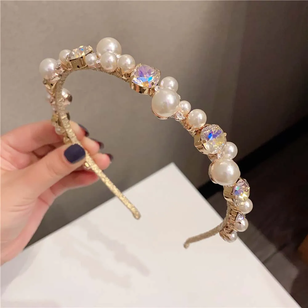 Retro Pearl Colorful Headbands Women Bride Elegant Hair Hoop Bezel Headwear Wedding Crystal Sweet Temperament Hair Accessories
Retro Pearl Colorful Headbands Women Bride Elegant Hair Hoop Bezel Headwear Wedding Crystal Sweet Temperament Hair Accessories