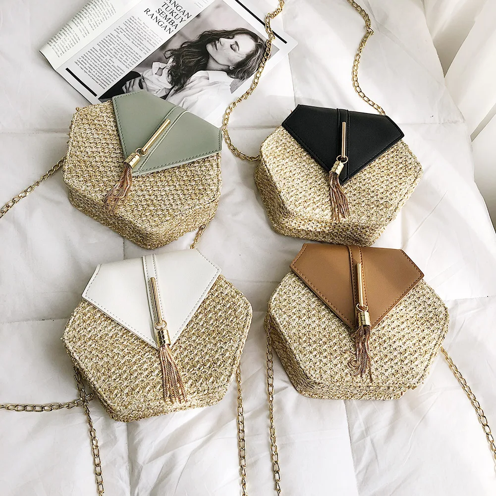 Hexagon Mulit Style Straw+leather Handbag Women Summer Rattan Bag Handmade Woven Beach Circle Bohemia Shoulder Bag
Hexagon Mulit Style Straw+leather Handbag Women Summer Rattan Bag Handmade Woven Beach Circle Bohemia Shoulder Bag