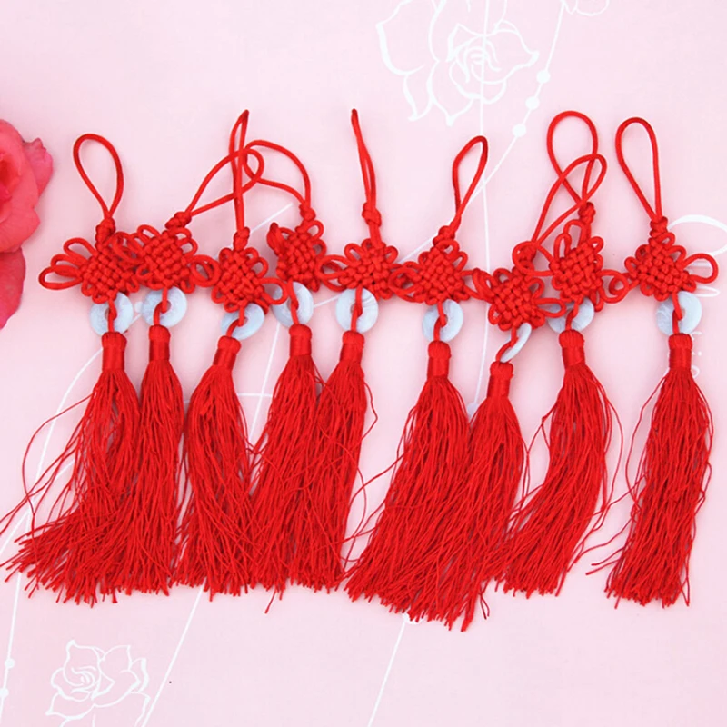 

New Year Chinese Red Knot Tassel Fringe Chinese Arts and Crafts Plastic Jade Tassels Decoration Pendant Gift Present Home Decor