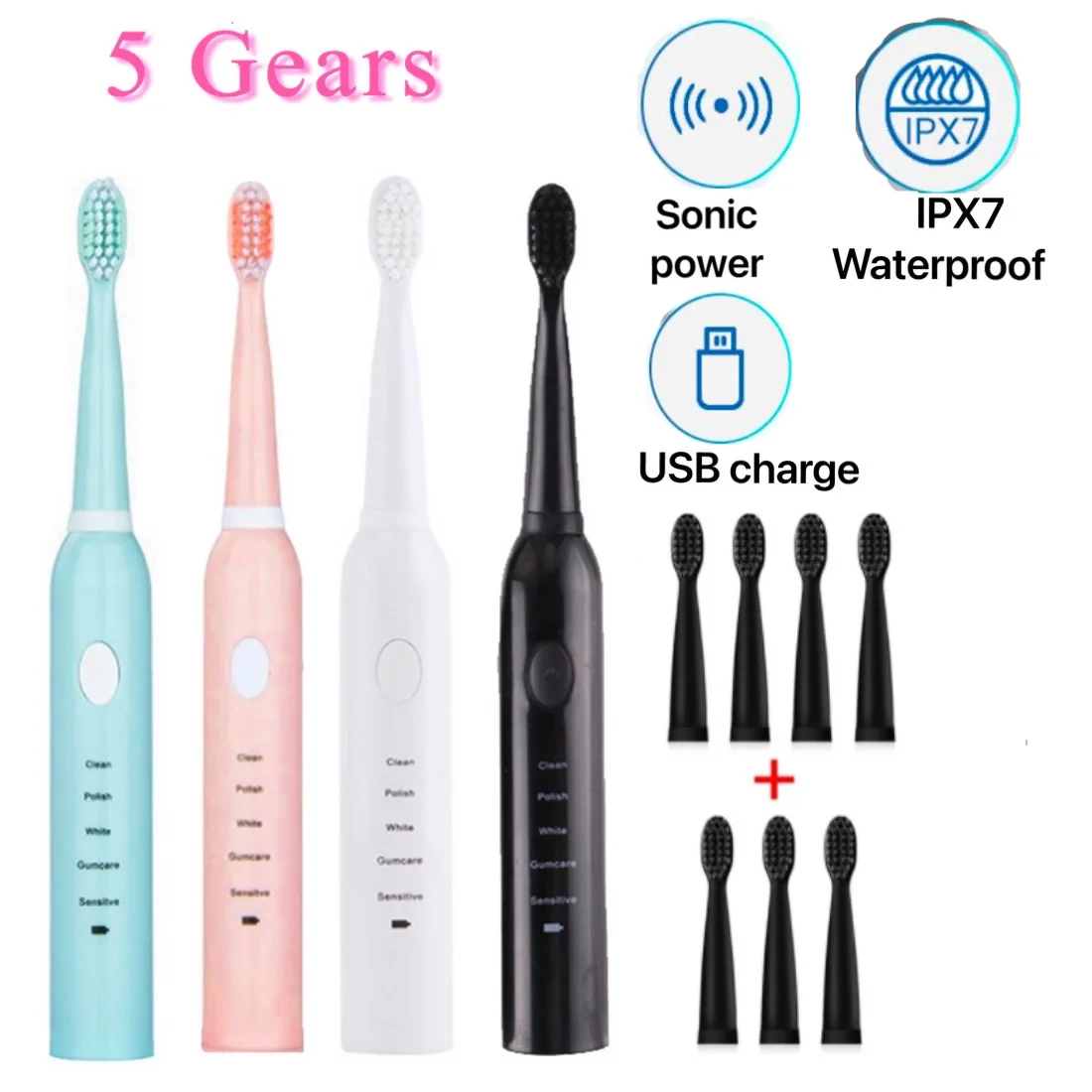 Ultrasonic Sonic Electric Toothbrush Powerful USB Rechargeable Tooth Brushes Washable Whitening Teeth Brush Adult Timer
Ultrasonic Sonic Electric Toothbrush Powerful USB Rechargeable Tooth Brushes Washable Whitening Teeth Brush Adult Timer