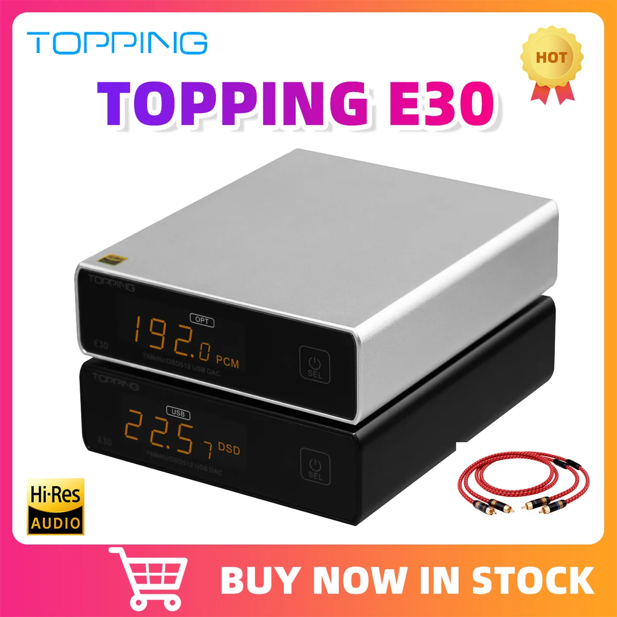 Фото Новый цифро аналоговый декодер TOPPING E30 AK4493 XMOS XU208 32 бит 768K DSD512 USB оптический