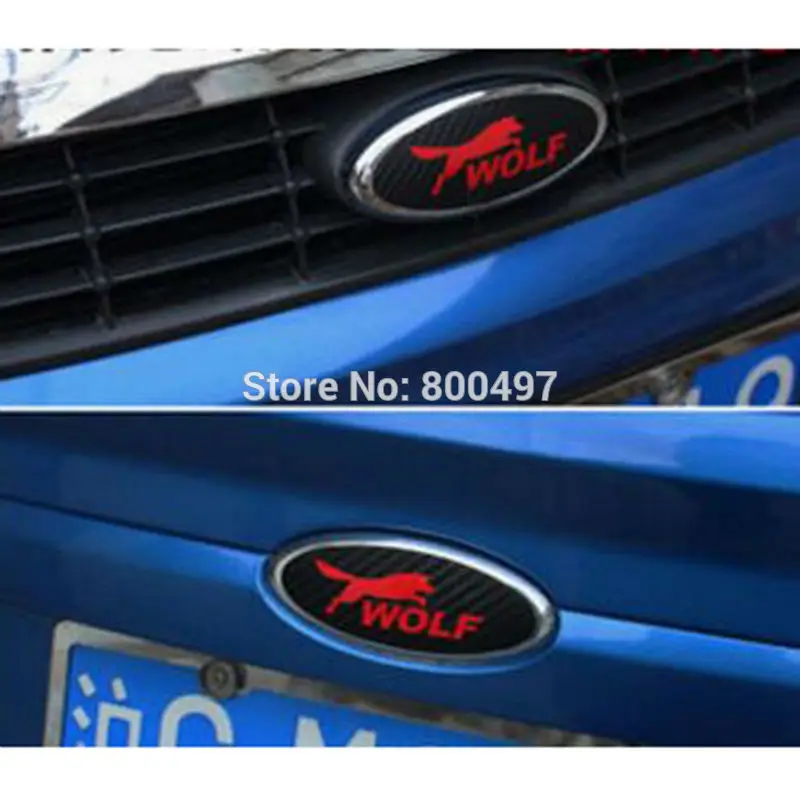 2 x New Design Car Styling Logo Cover Sticker Carbon Fiber Vinyl Decal Wolf Emblem for Ford Focus MK 1 | Автомобили и мотоциклы