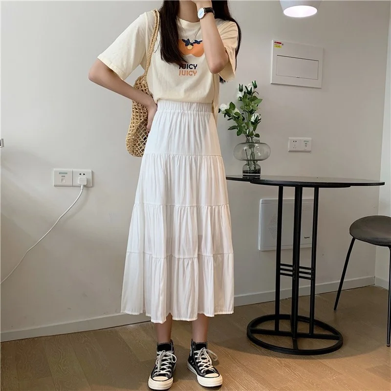 Spring Summer Women Chiffon Skirts Vintage High Waist Elastic Patchwork White Black Chic Long Cake A-line Skirt for Student
Spring Summer Women Chiffon Skirts Vintage High Waist Elastic Patchwork White Black Chic Long Cake A-line Skirt for Student