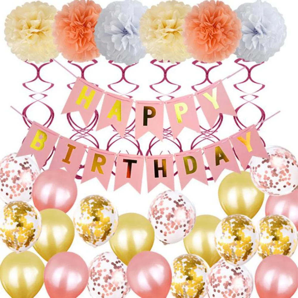 Rose Gold Birthday Party Decoration, Happy Birthday Banner Confetti Balloons Latex Balloons for Boys Girls Party Decoration
Rose Gold Birthday Party Decoration, Happy Birthday Banner Confetti Balloons Latex Balloons for Boys Girls Party Decoration