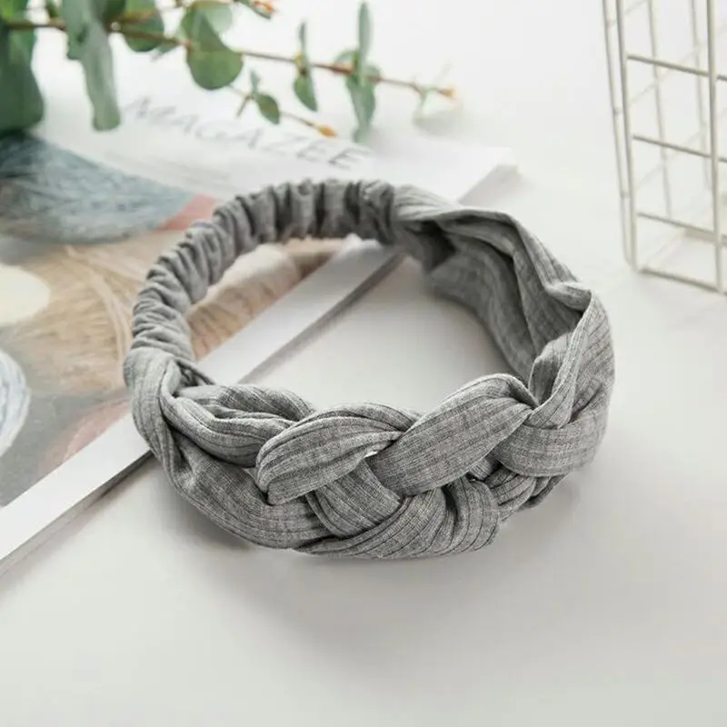 Женский широкий тюрбан из хлопка Twist Knot Head wrap оголовье скрученная завязанная
