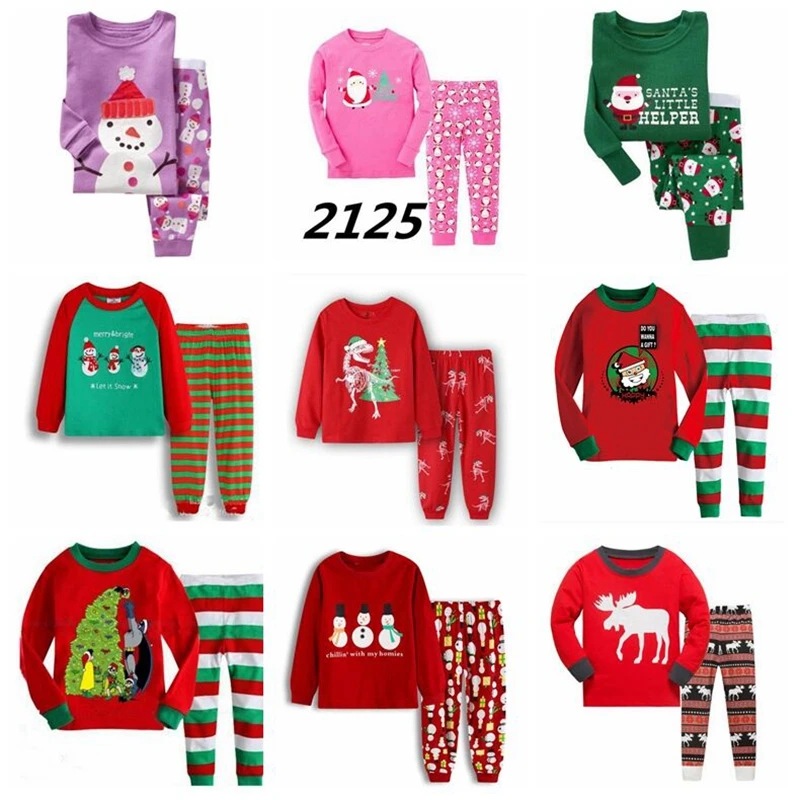 

Новинка, Новогодняя одежда для сна для маленьких девочек и мальчиков с Санта-Клаусом, оленем, пижамный комплект, одежда для сна, наряды, детская Рождественская одежда на осень и зиму LP039
