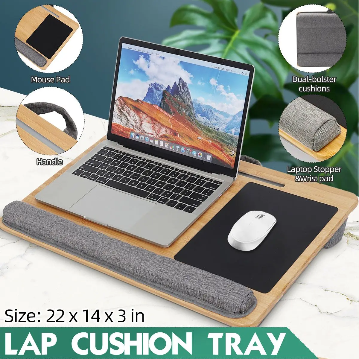 22 Inch Portable Bamboo Laptop Desk Laptop Table Tray Computer Desk with Mouse Pad Wrist Cushion Support Sofa Bed Lapdesks
22 Inch Portable Bamboo Laptop Desk Laptop Table Tray Computer Desk with Mouse Pad Wrist Cushion Support Sofa Bed Lapdesks