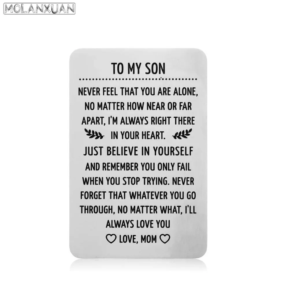 To My Son Wallet Card Birthday Gifts for from Mom Step Mother Sweet 16th Love Note Gift Him Adult Men Boys
To My Son Wallet Card Birthday Gifts for from Mom Step Mother Sweet 16th Love Note Gift Him Adult Men Boys