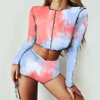 Autumn Women 2 Piece Set Drawstring Shrinkage Elastic High Waist Slim Hips Shorts O-neck Long Sleeve Print ultrashort Female Top
Autumn Women 2 Piece Set Drawstring Shrinkage Elastic High Waist Slim Hips Shorts O-neck Long Sleeve Print ultrashort Female Top