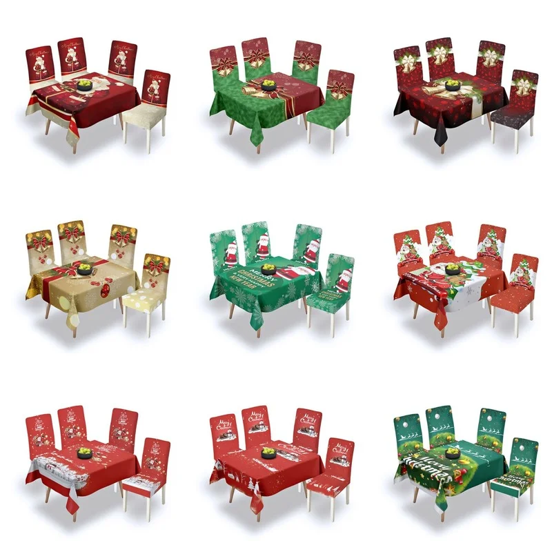 

Чехлы на стулья с принтом Санты, 4 шт., эластичные обеденные стулья, домашний декор, новогодние украшения 2022, Рождественское украшение