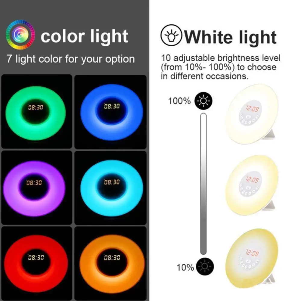 Digital Alarm Clock Wake Up Light Table LED Lamp Electronic Radio FM Snooze Clock Sunrise Alarm Clocks Desk Sunset X9L3
Digital Alarm Clock Wake Up Light Table LED Lamp Electronic Radio FM Snooze Clock Sunrise Alarm Clocks Desk Sunset X9L3