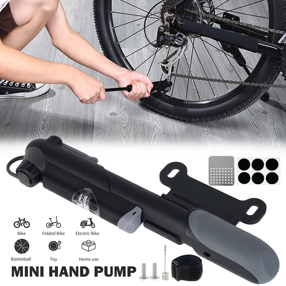 Portable Mini Bike Pump Aluminum Alloy Bicycle Tire Pump Super Fast Tyre Inflation Pump Compatible with Pressure Gauge Ball 
Portable Mini Bike Pump Aluminum Alloy Bicycle Tire Pump Super Fast Tyre Inflation Pump Compatible with Pressure Gauge Ball