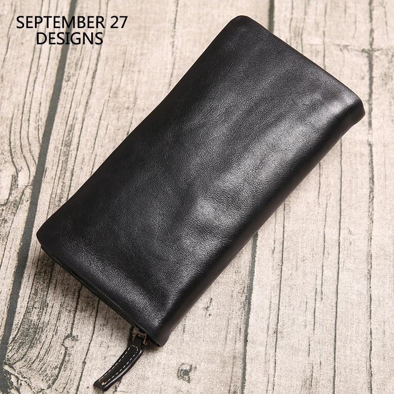 Clutch Bag Men Genuine Leather Top Cowhide Zipper Long Wallets Male Casual Phone Purses Big Capacity Money Credit Card Purse | Багаж и