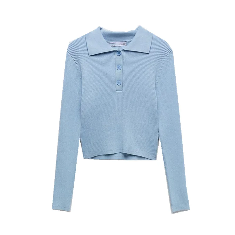 Spring 2021 new simple and comfortable sweater fashion age reduction lapel cropped top women
Spring 2021 new simple and comfortable sweater fashion age reduction lapel cropped top women