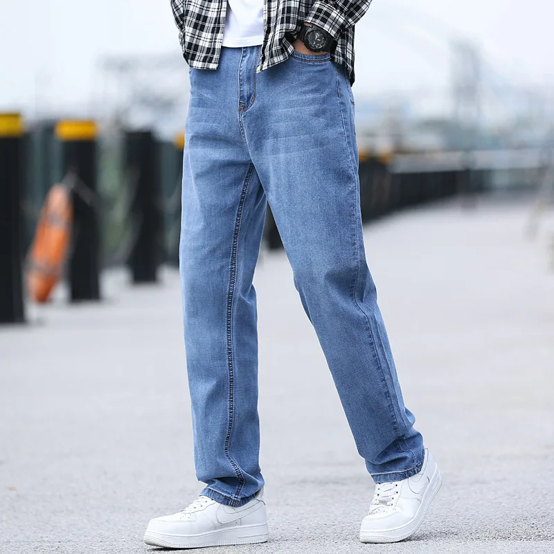 2021 Men's Cotton Stretch Loose Denim Jeans Spring and Summer Brand High-quality Lightweight Straight Youth Fashion Thin Jeans 
2021 Men's Cotton Stretch Loose Denim Jeans Spring and Summer Brand High-quality Lightweight Straight Youth Fashion Thin Jeans