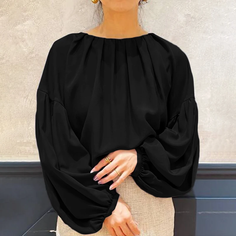Spring Korean Style Pleated Chemise Women Vintage Full Lantern Sleeve Blouse ZANZEA Casual O Neck Solid Shirt Vocation OL Blusas
Spring Korean Style Pleated Chemise Women Vintage Full Lantern Sleeve Blouse ZANZEA Casual O Neck Solid Shirt Vocation OL Blusas