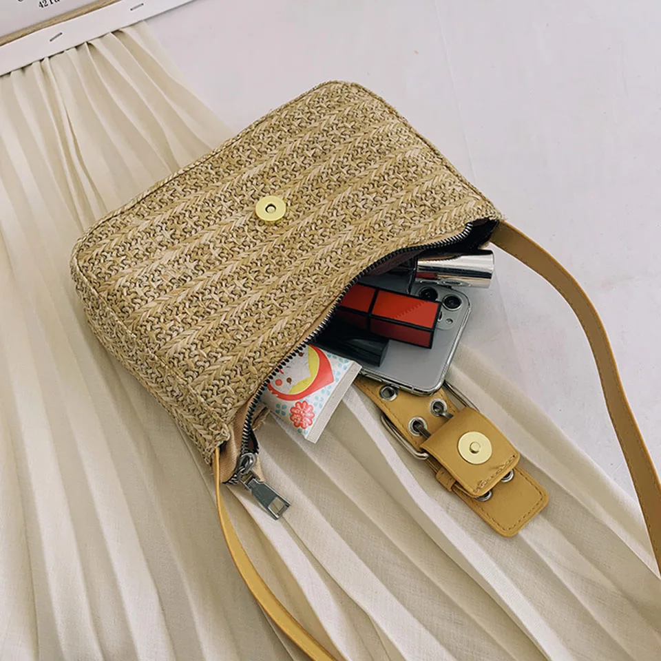 Women Woven Crossbody Bag Solid Color Weave Straw Shoulder Baguette Bag Ladies Casual Fashion Korea Style Purses And Handbag
Women Woven Crossbody Bag Solid Color Weave Straw Shoulder Baguette Bag Ladies Casual Fashion Korea Style Purses And Handbag