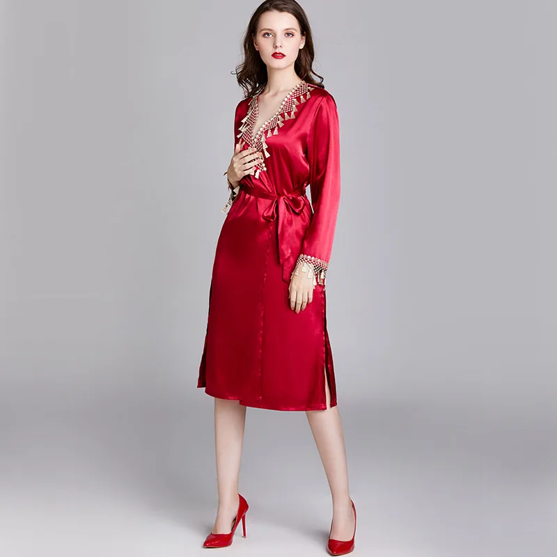 Creation 101 Pajamas women silk long-sleeved nightgown ladies mid-length dressing gown bridal gown bathrobe home service
Creation 101 Pajamas women silk long-sleeved nightgown ladies mid-length dressing gown bridal gown bathrobe home service