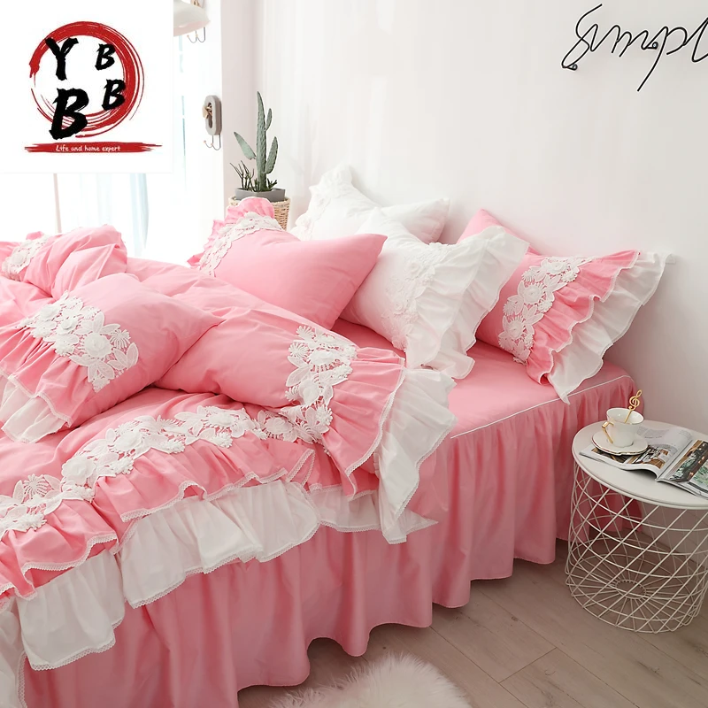 Pure cotton lace Bedding Sets pink white Duvet Cover Set luxury Bed Linen princess bed skirt twin queen king wedding bedclothes
Pure cotton lace Bedding Sets pink white Duvet Cover Set luxury Bed Linen princess bed skirt twin queen king wedding bedclothes