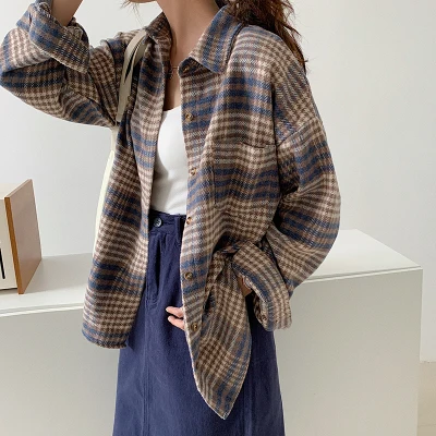 Velvet Thick Fashion Casual Loose All Match Vintage Plaid Korean Style Regular Hot Sale Long Sleeve Turn Down Collar Women Shirt
Velvet Thick Fashion Casual Loose All Match Vintage Plaid Korean Style Regular Hot Sale Long Sleeve Turn Down Collar Women Shirt