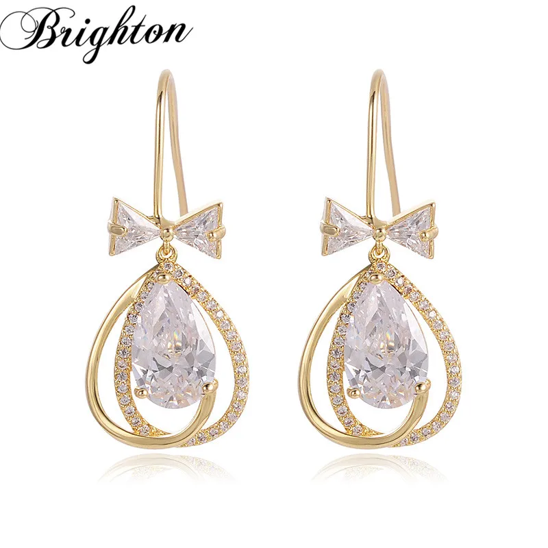 

Brighton Exquisite Bijou Butterfly Dangle Earrings For Women Jewelry Party Water Drop Shiny Zircon Alloy Brincos Fashion Gift