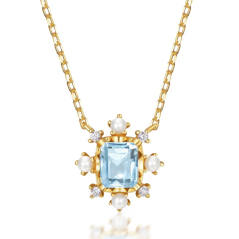 Sky blue topaz 925 Sterling Silver Golor necklace female Luxury abstract flower pearl zircon necklace Women Accessories Jewelry
Sky blue topaz 925 Sterling Silver Golor necklace female Luxury abstract flower pearl zircon necklace Women Accessories Jewelry
